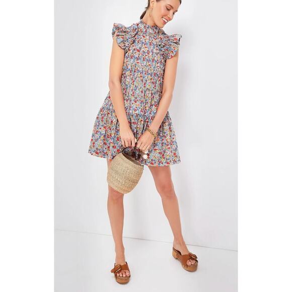 SEA NEW YORK Tuckernuck Multi Hanna Park Liberty Flutter Sleeve Cotton Dress XS - Picture 4 of 16